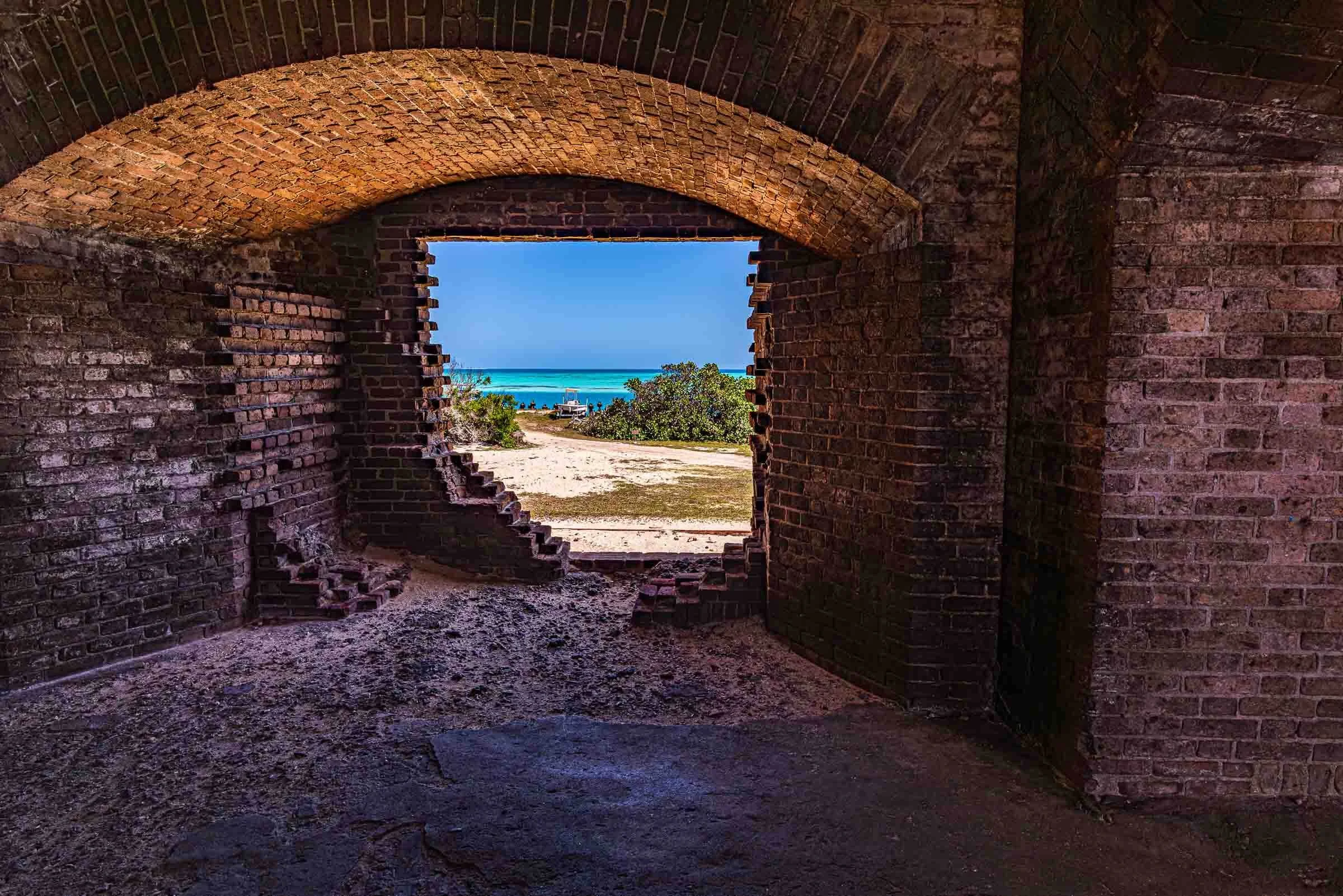 portal shot of the ocean at fort jefferson