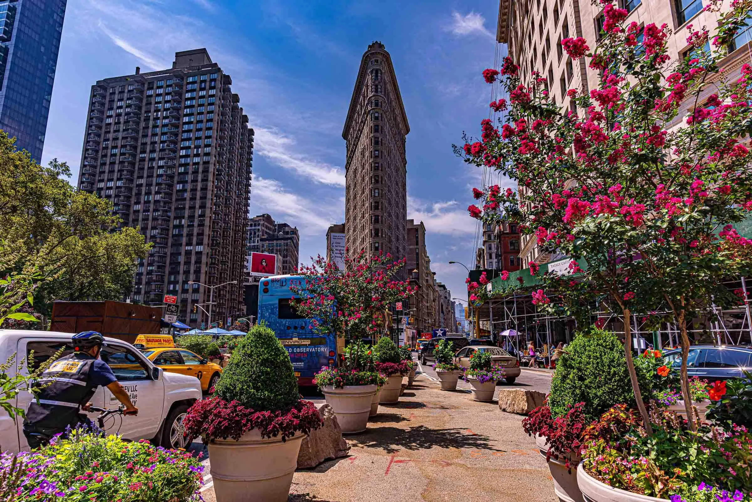 flowers in front of the flatiron building