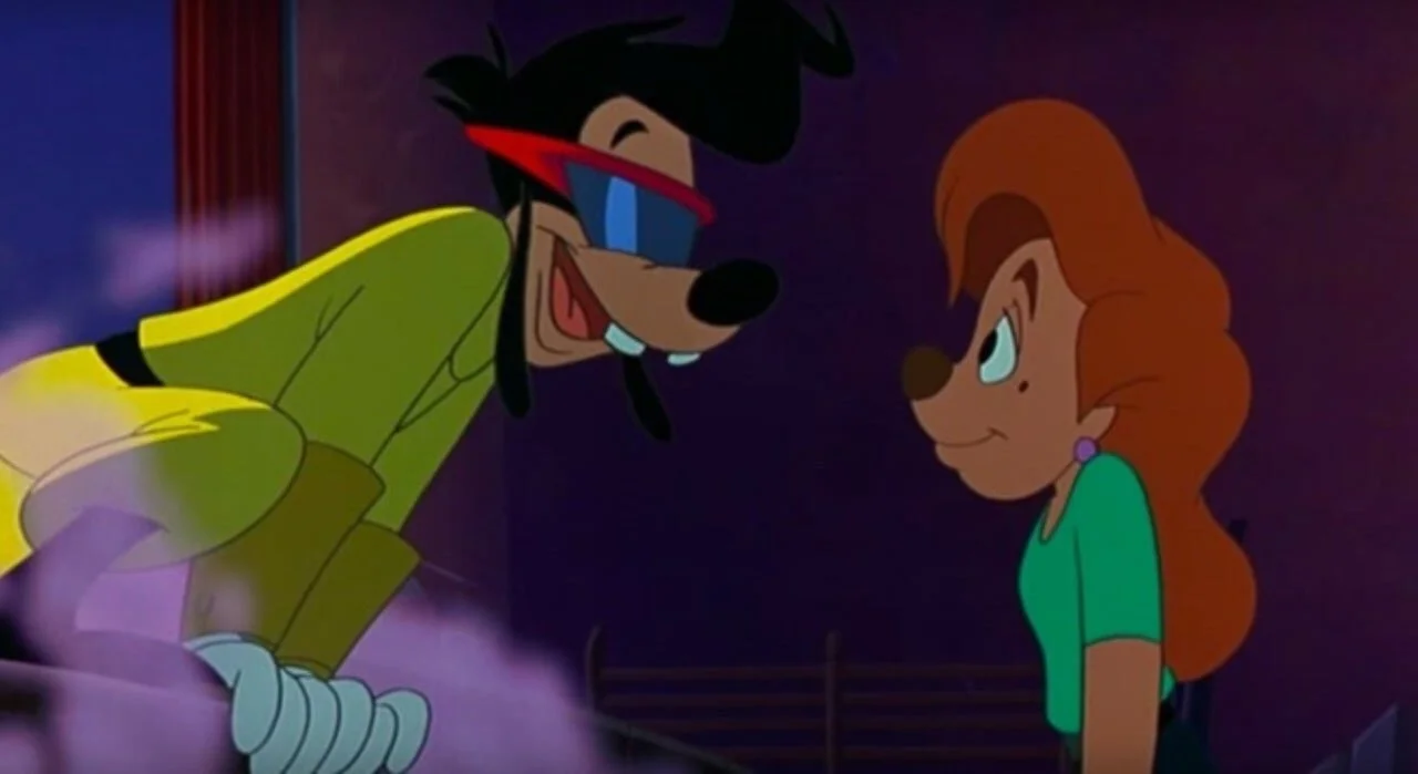 Powerline (Max in disguise) and his crush Roxanne in Disney’s A Goofy Movie.