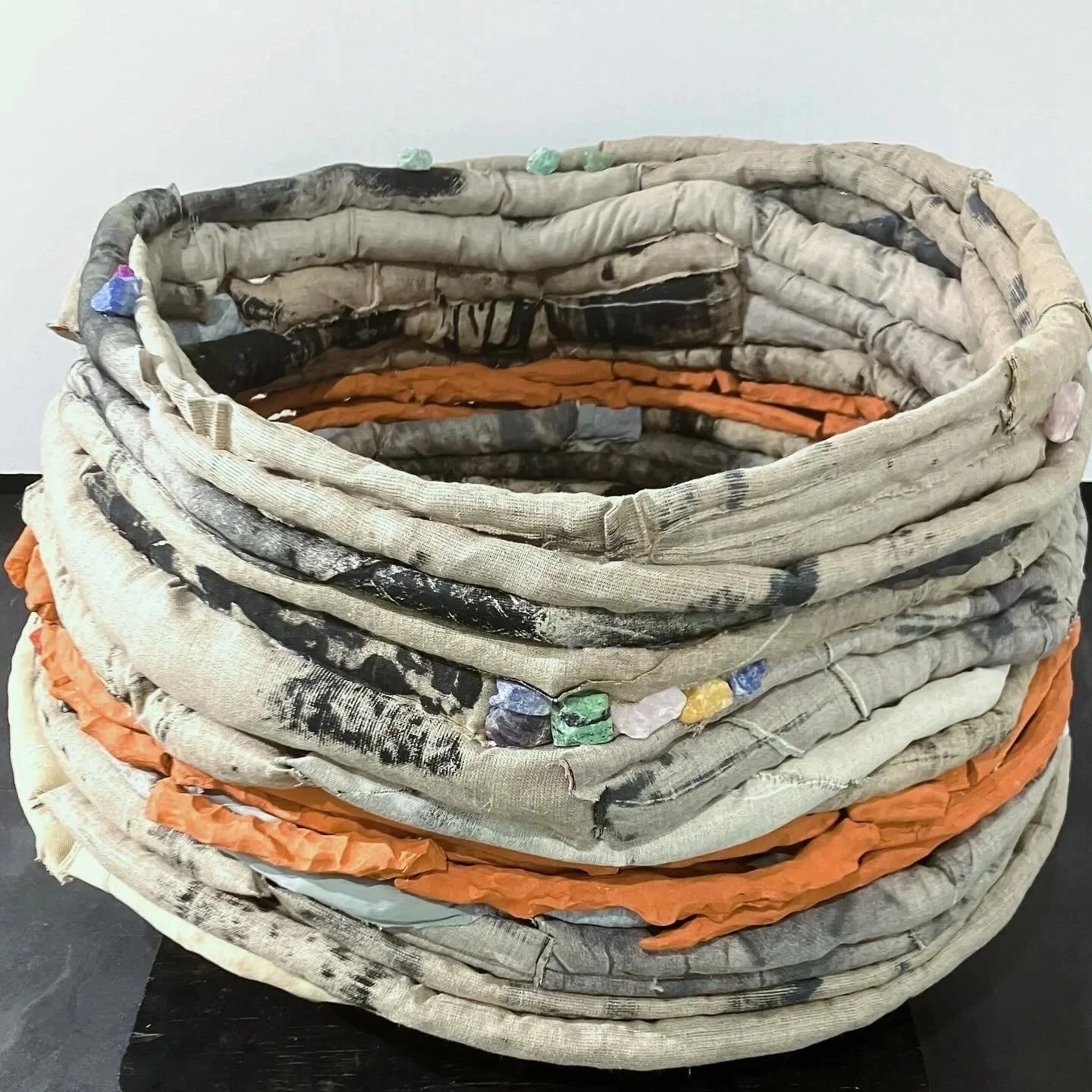 Karkkikulho / Bowl of Sweeties, 2025, 85 cm diameter, 57 cm high, canvas, acryl, clay, stones (Copy)