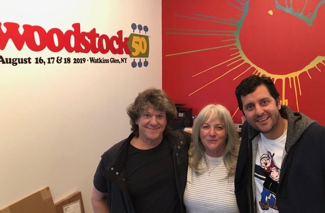 Launch Day for Woodstock 50 , Michael Lang and I with media influencer Ben Glieb