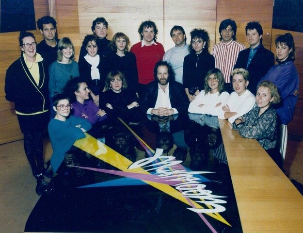 Now that is a boardroom table ! Mushroom Records Melbourne 1984