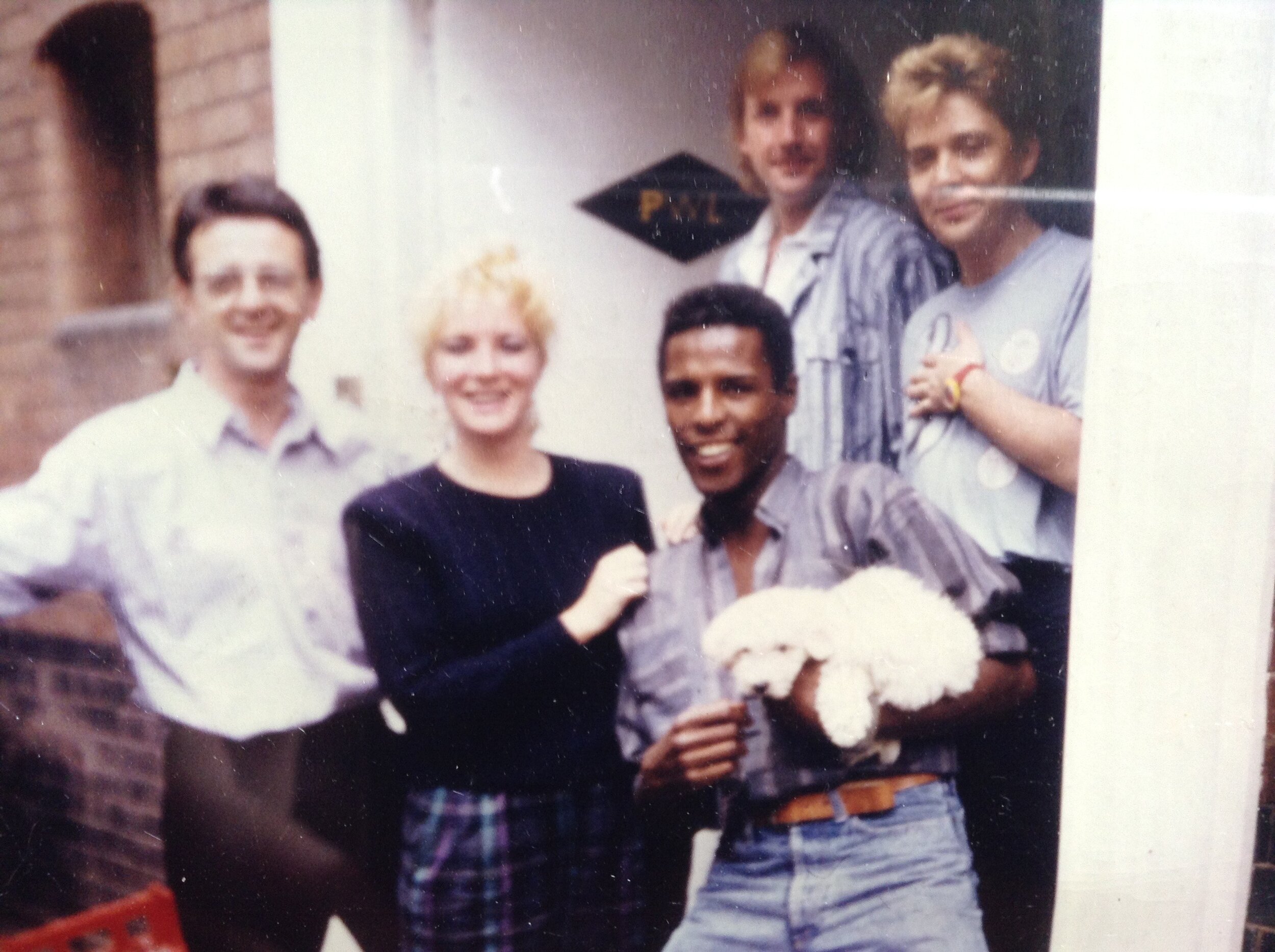 PWL Records office in London during Kylie recording with David Howells, Pete Waterman and Mike Stock