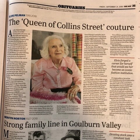 My mothers obituary in The Age, beautifully written by Tom McEvoy.