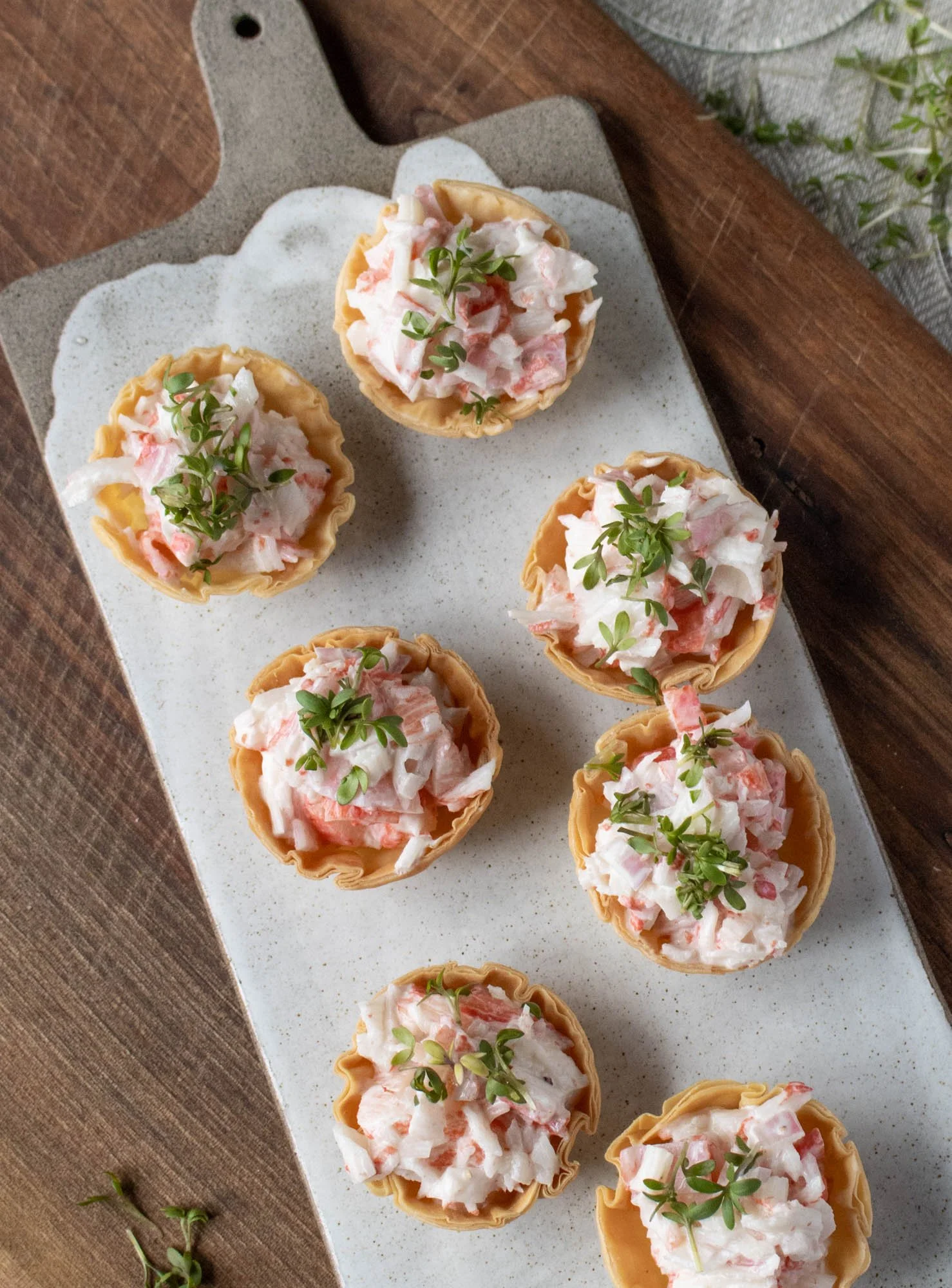 Filotarteletter med krabbröra