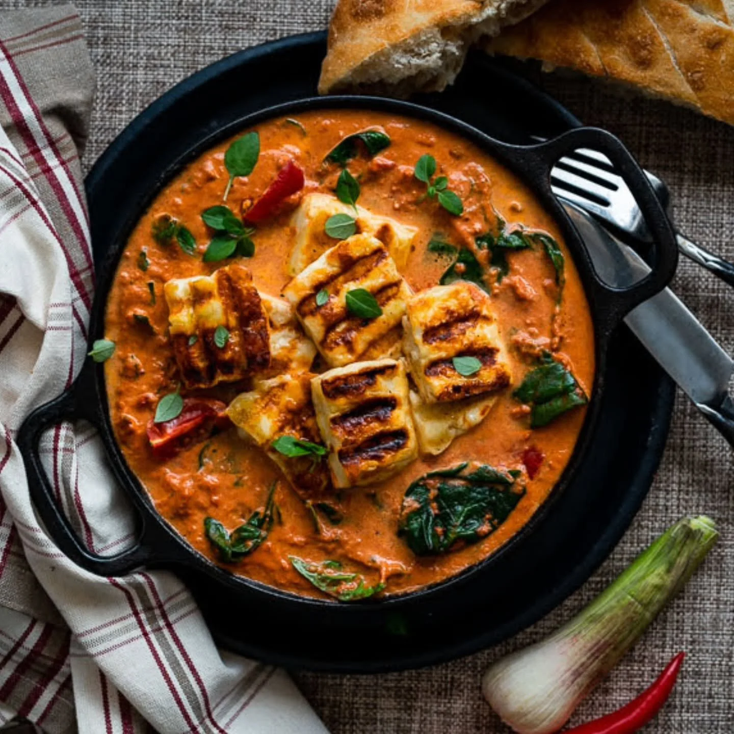 Palak Paneer &auml;r en bra v&auml;rmande och m&auml;ttande januarir&auml;tt. Jag g&ouml;r en snabb och enkel variant p&aring; halloumi ist&auml;llet (ja det f&aring;r man!).

🌿 Palak Paneer med halloumi

1 schalottenl&ouml;k
2 vitl&ouml;ksklyftor
2