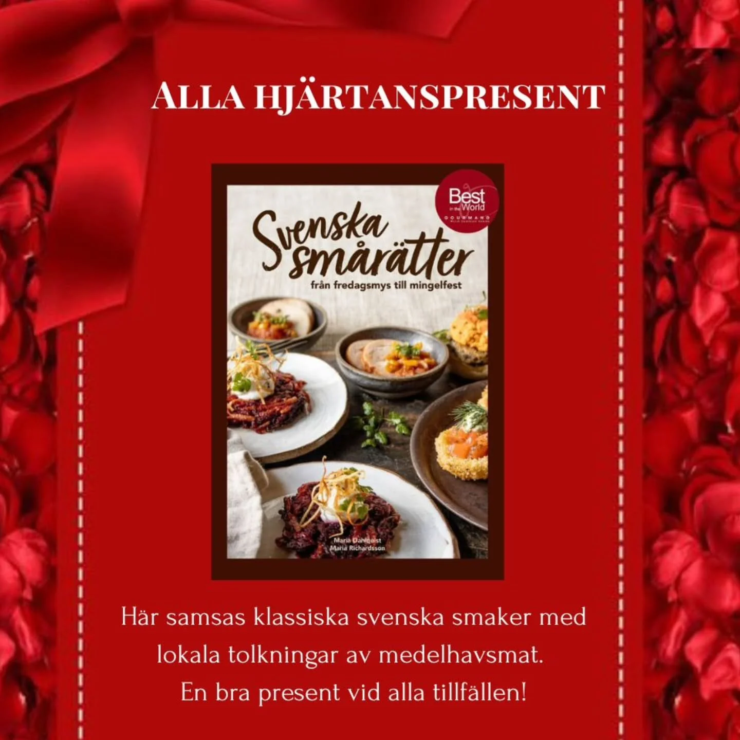 Love is in the air 💕💕

🥇 Sveriges vinnare och 4:e b&auml;st i v&auml;rlden i i kategorin "Easy and fast recipes" i t&auml;vlingen Gourmand World Cookbook Awards 2023

🧨 I den h&auml;r boken samsas lokala tolkningar av medelhavsmat med k