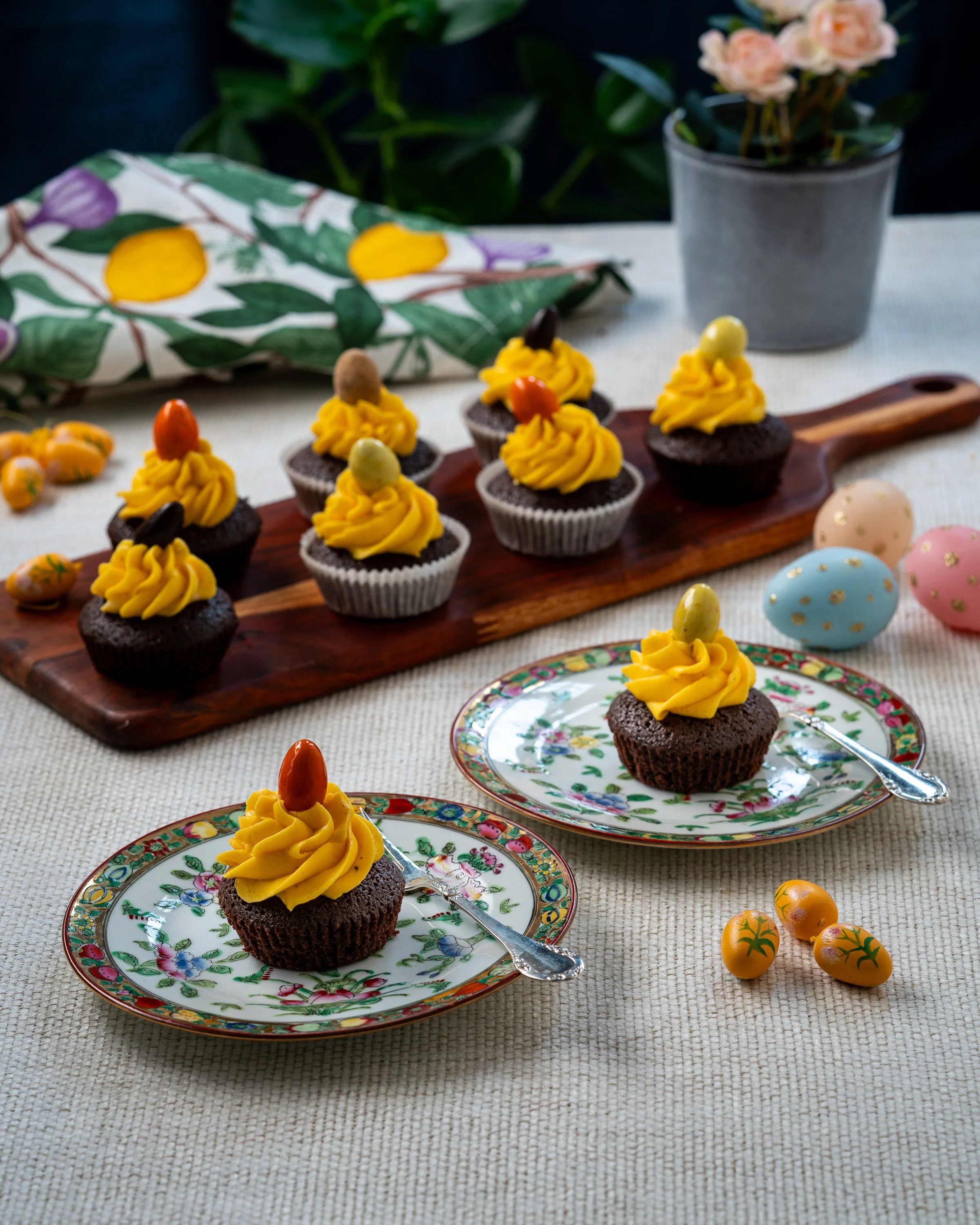 Kladdkakemuffins med citronfrosting