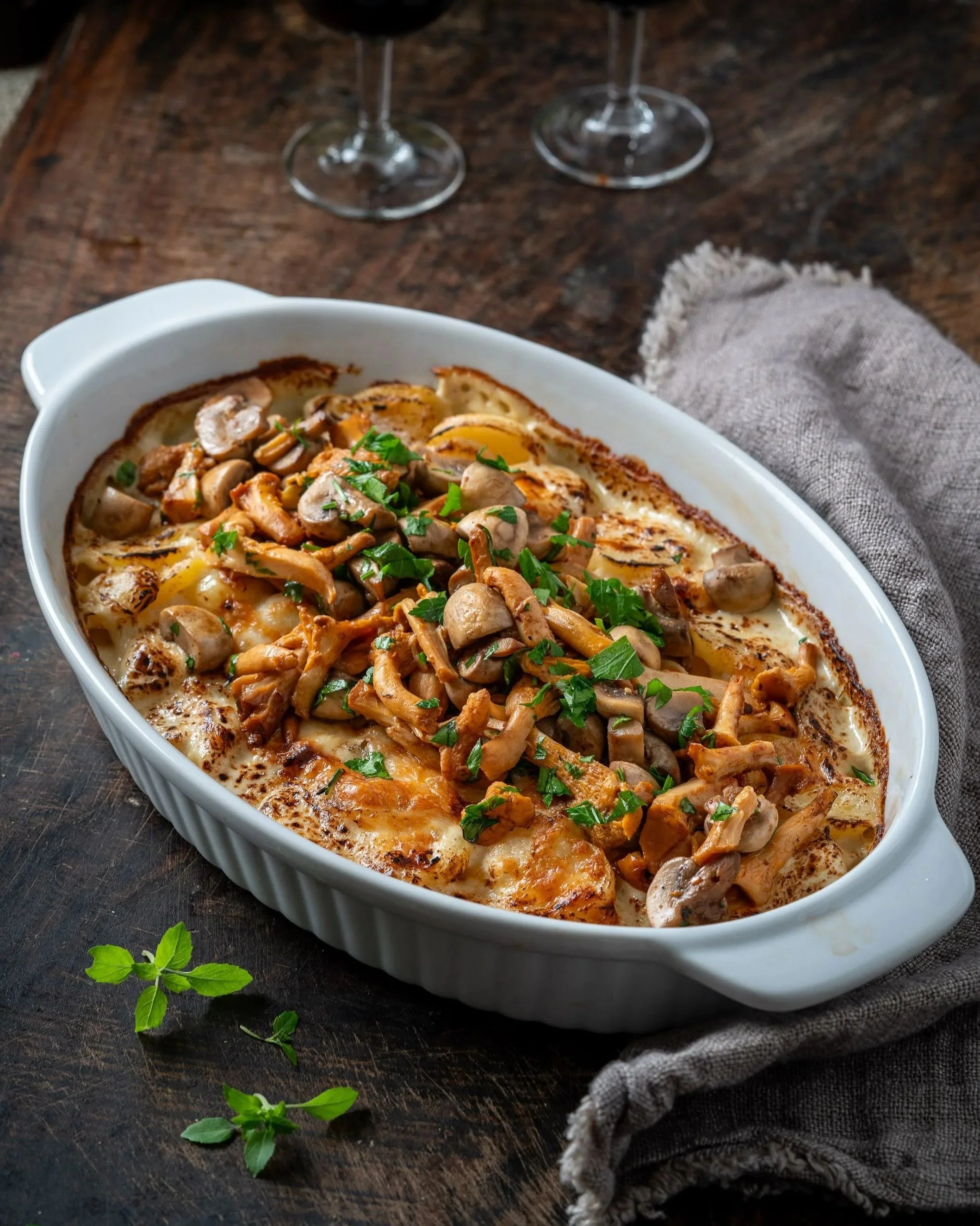 Svamp- &amp; potatisgratäng med kittost 