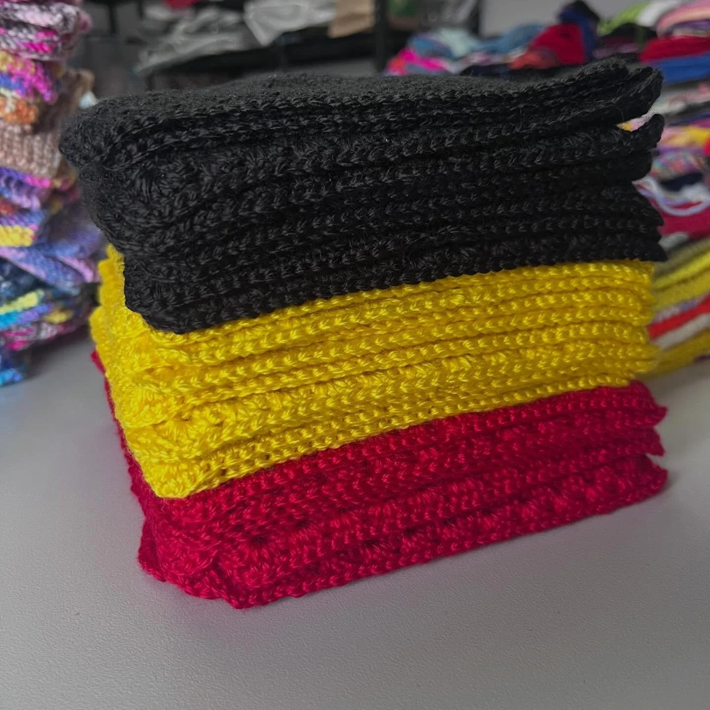 We love a stack! Especially when they arrive at KOGO Hub in our most requested colours. Our community partners continue to source donated items in black, yellow &amp; red. These requests arrive daily. Currently we cannot meet the demand. If you are a