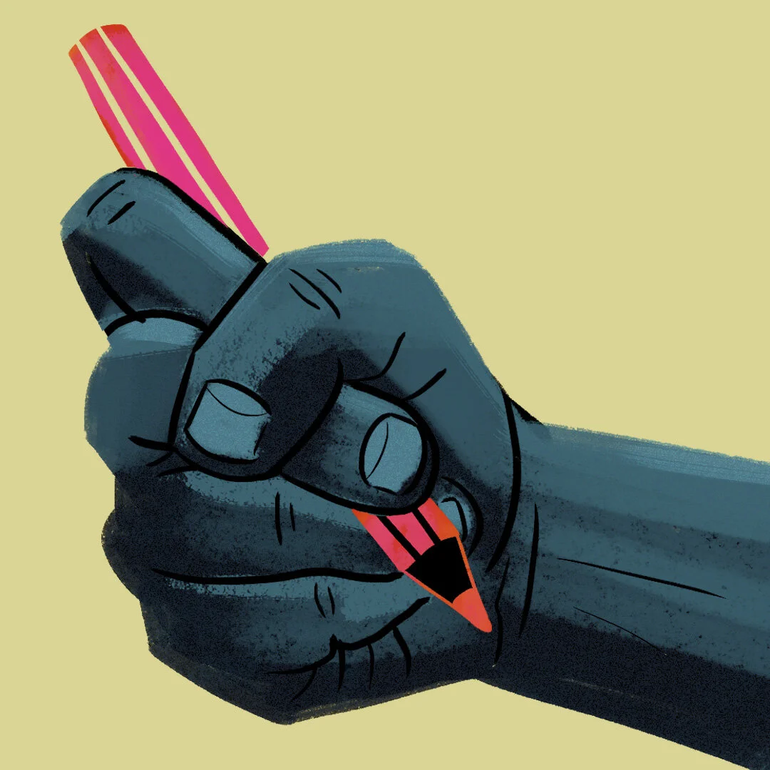 Studio of weird pen grips