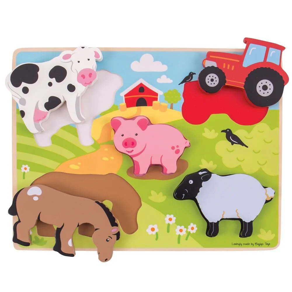 Wooden Chunky Lift Out Farm Puzzle - Big Jigs