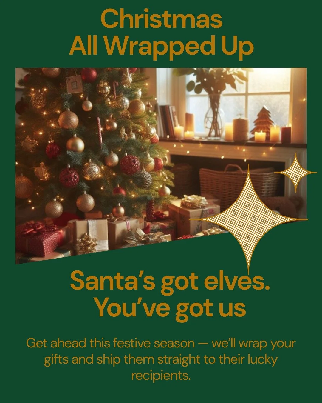 🎁 Get Christmas All Wrapped
Take the hassle out of holiday gifting &mdash; we&rsquo;ll wrap it, tag it, and send it with love.
Here&rsquo;s how it works:
&bull; You choose the gift and your favourite wrapping paper style
&bull; We hand-wrap each ite