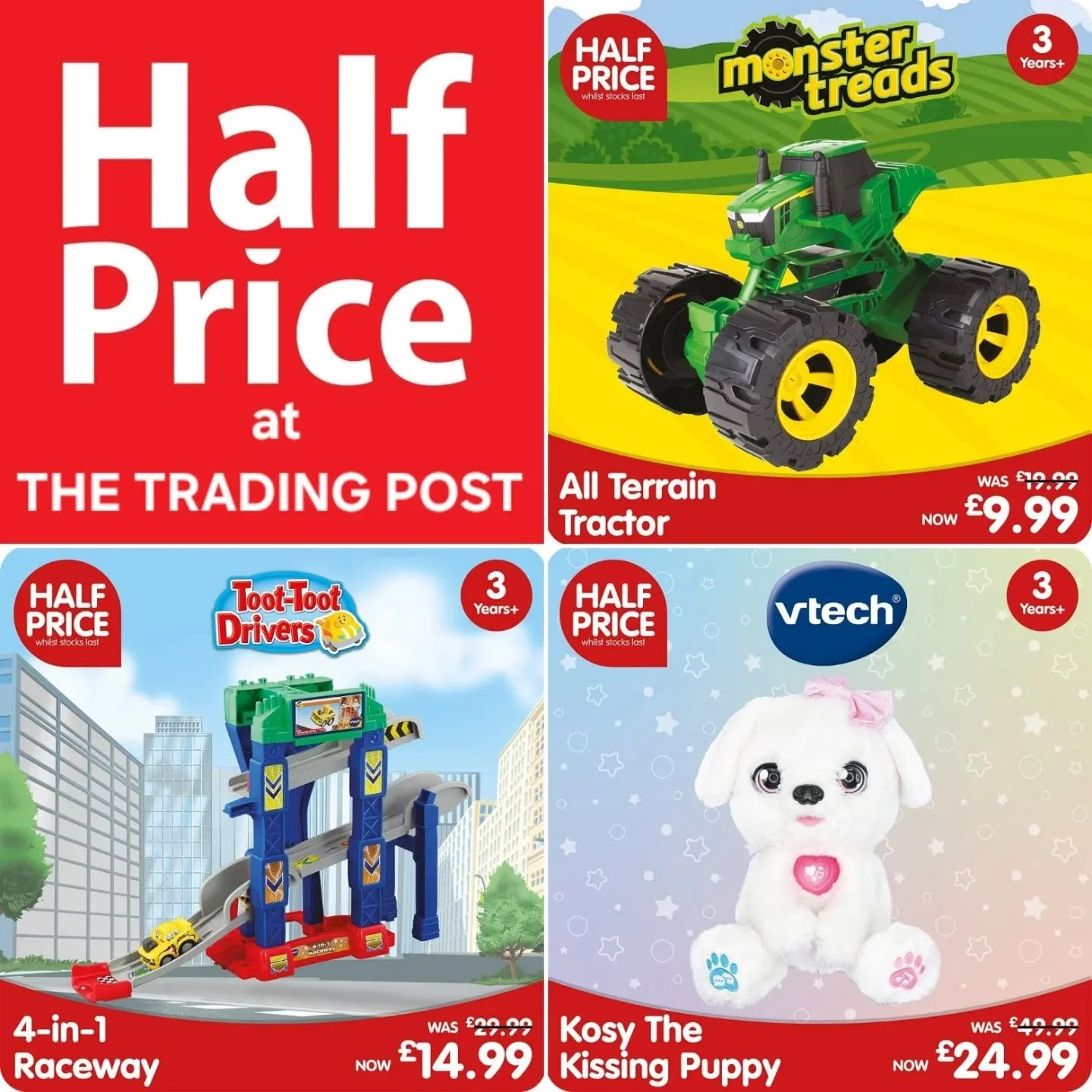 🎈HALF PRICE TOYS🎈

These HALF PRICE offers from our CHRISTMAS CATALOGUE are flying out this week! 

#toysale #halfpricetoys #toyshop #kingsbridge