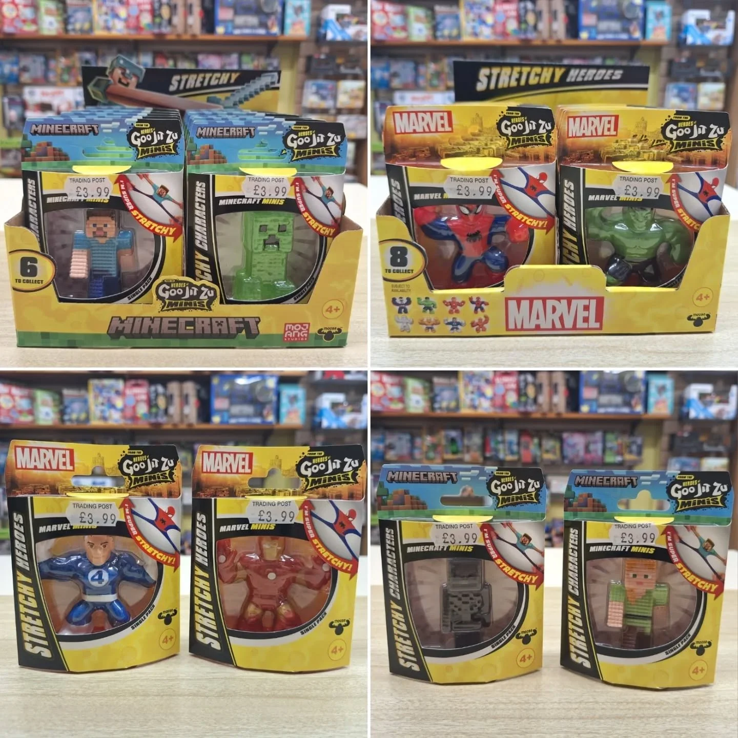 🟡Mini GOO JIT ZUs are back!🟡

MINECRAFT &amp; MARVEL MINIS are just &pound;3.99 perfect for STOCKING FILLERS &amp; POCKET MONEY!

#minecraft #marvel #goojitzu 
#stockingfillers #toyshop #kingsbridge