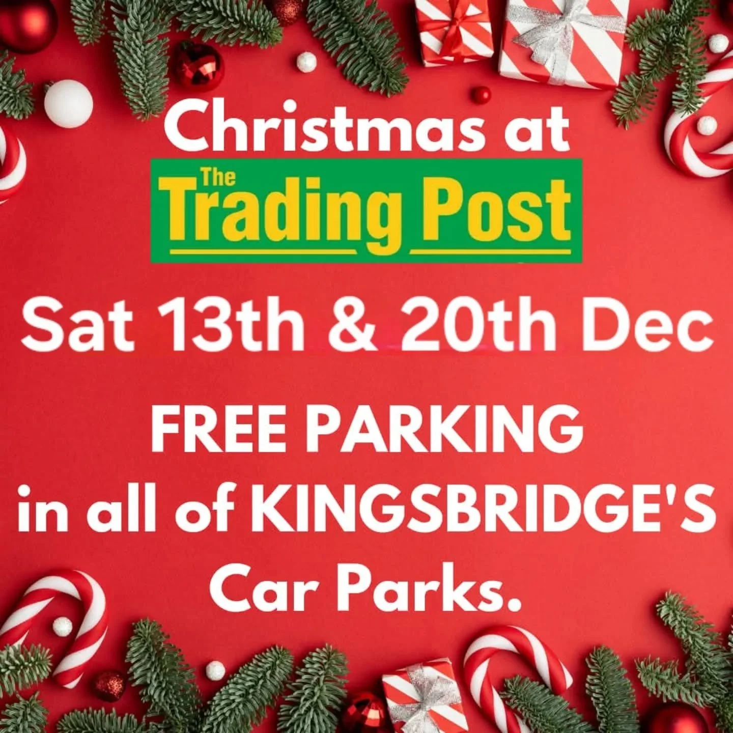 FREE PARKING TODAY in KINGSBRIDGE's Car Parks! 

Perfect for a stroll around all of Kingsbridge's independent shops! 

🚘🎅🏽🚘🎅🏽🚘🎅🏽🚘🎅🏽🚘🎅🏽