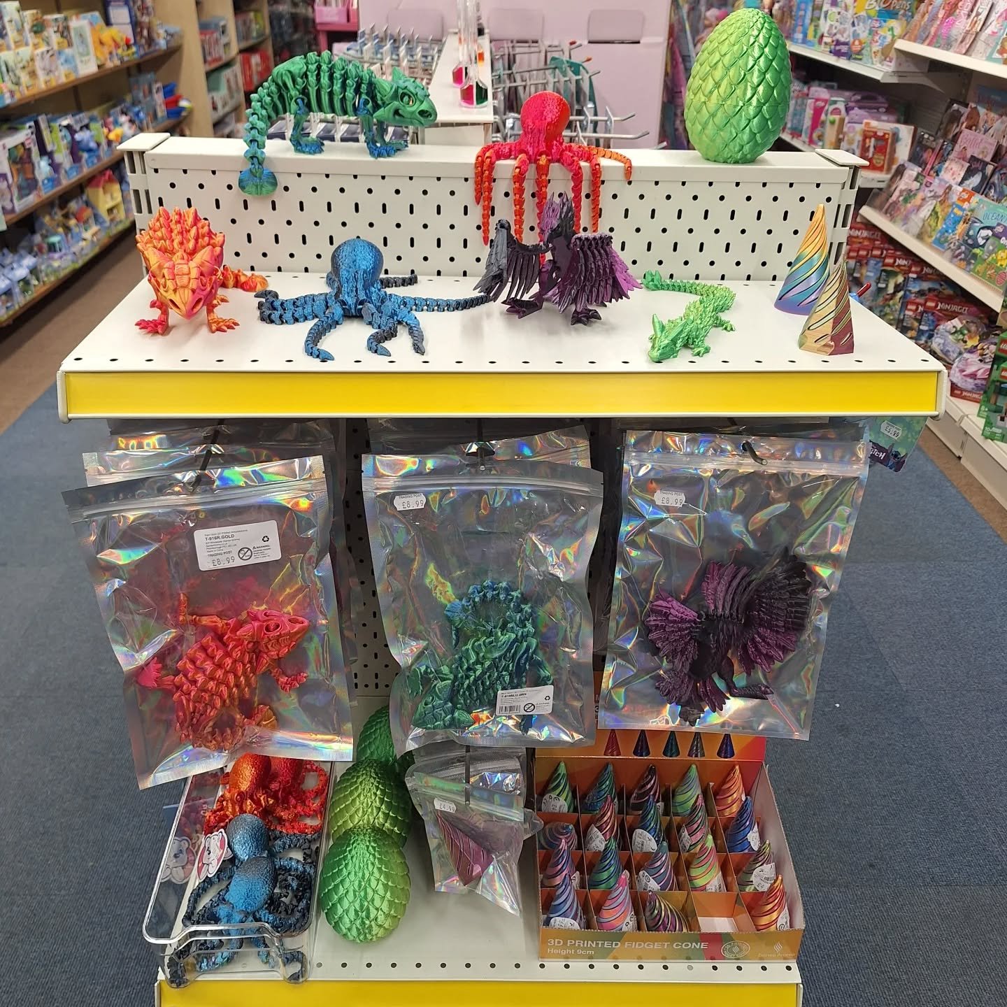 💰Get your pocket money ready!💰

Due to high demand, we have restocked a range of 3D PRINTED TOYS,  including the favourite 'Fidget cones', plus some new cool creatures! 

Pop in and see, and don't forget we have series 1 &amp; 2 of JIGGLE PALS, a 3