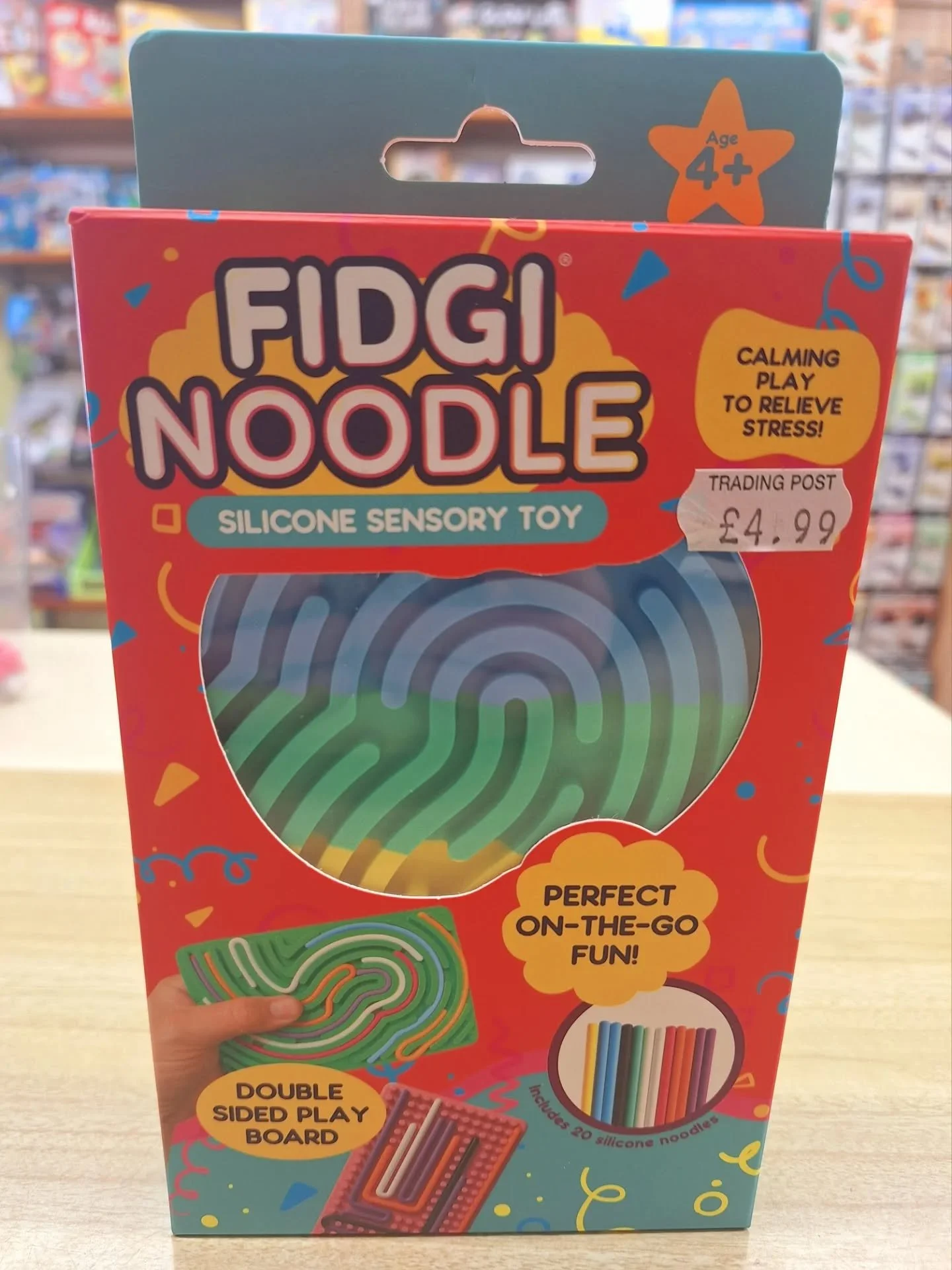 🍜FIDGI NOODLES🍜

This silicone sensory fidget toy is perfect companion for a EASTER HOLIDAY car, train or plane journey! 

The dual sided silicone board has 'tracks' or 'dots' and comes with 20 noddles and a travel bag, it is great for calming and 
