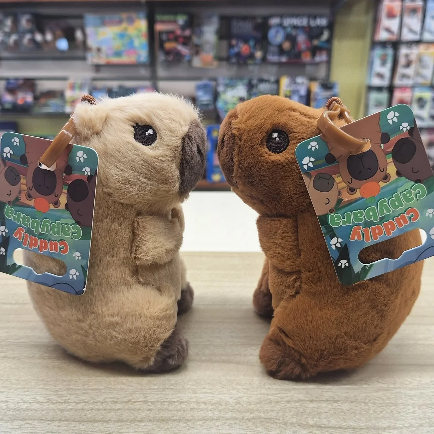 This year's most requested animal is....The CAPYBARA!

These Cuddly Capybara bag clips are ideal to brighten up your school bag after the Easter Holidays and perfect for a weekend POCKET MONEY PURCHASE!