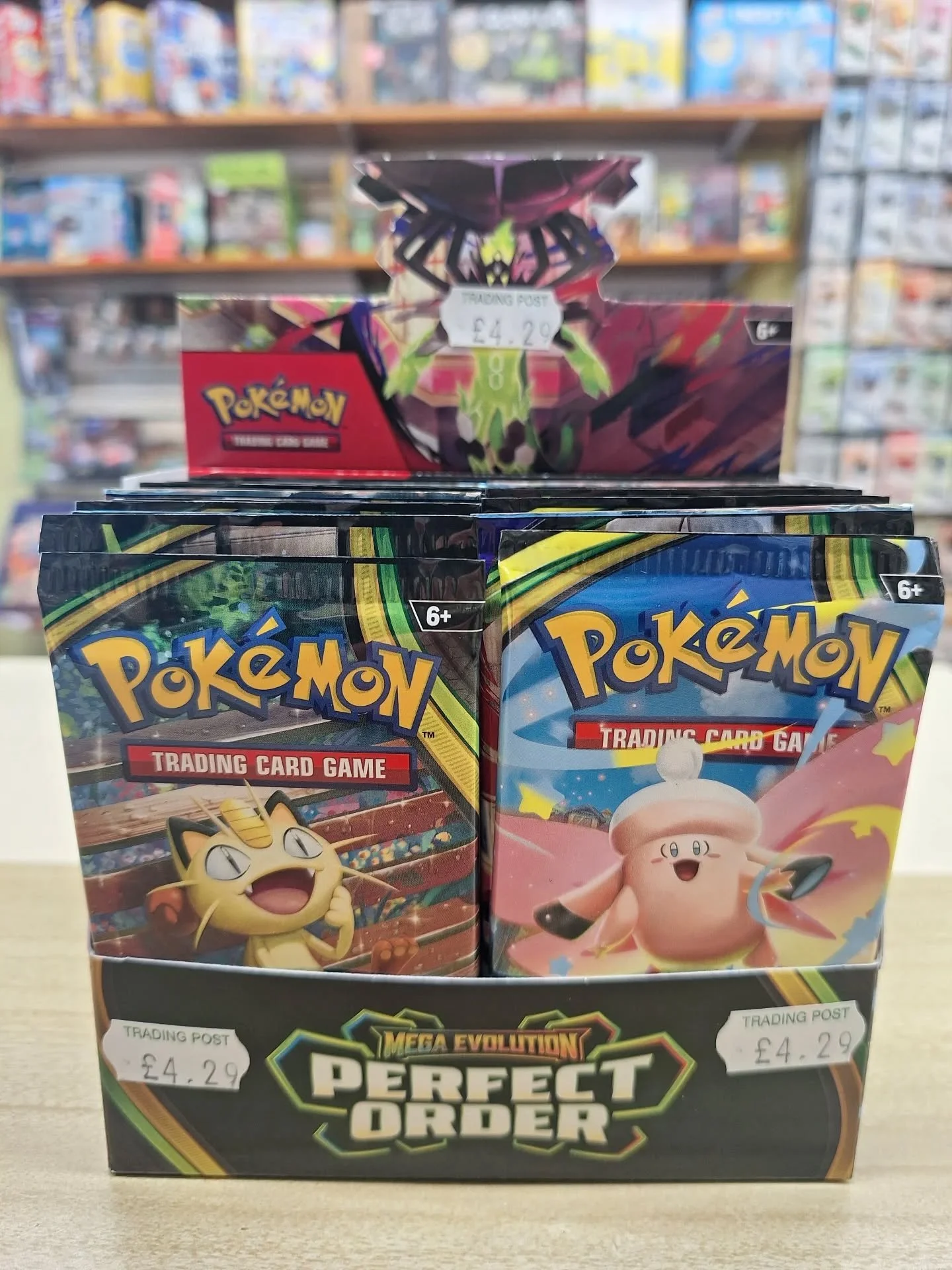 We've RESTOCKED Pok&eacute;mon Mega Evolution Perfect Order BOOSTER PACKS!

&pound;4.29 per pack.

Pop in to see all our Pok&eacute;mon items.