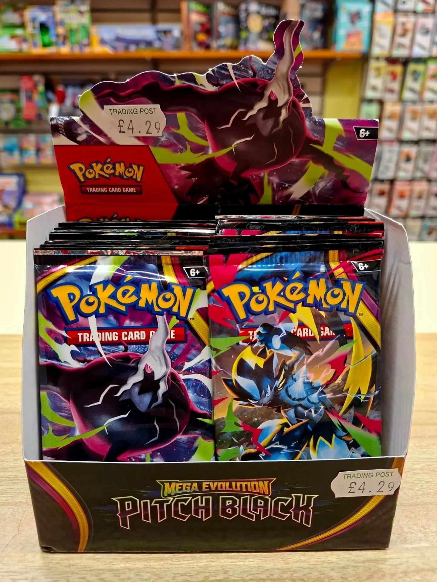 ⚠️🥳POK&Eacute;MON BOOSTERS🥳⚠️

Pok&eacute;mon Pitch Black booster packs are back in stock!

&pound;4.29 per pack, and to keep it fair, it is strictly a maximum of 5 PACKS PER CUSTOMER.
