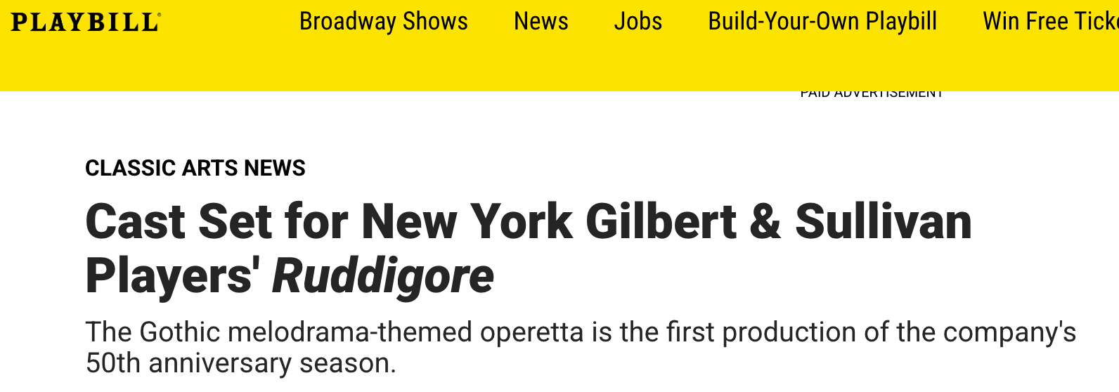 Cast of New York Gilbert and Sullivan Players' Ruddigore Announced 