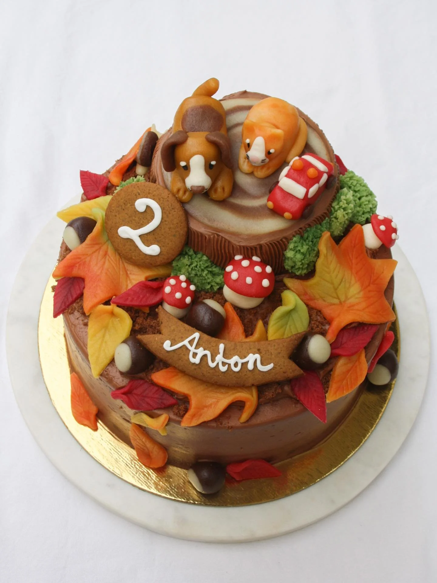 2 a&ntilde;os ya!! 🥳🎂 Ayer celebramos el cumplea&ntilde;os de nuestro hijo. En la guarder&iacute;a estaban aprendiendo mucho sobre el oto&ntilde;o as&iacute; que eleg&iacute; esta tem&aacute;tica para el pastel tambi&eacute;n 🍂🌰🍄 (y traje versio