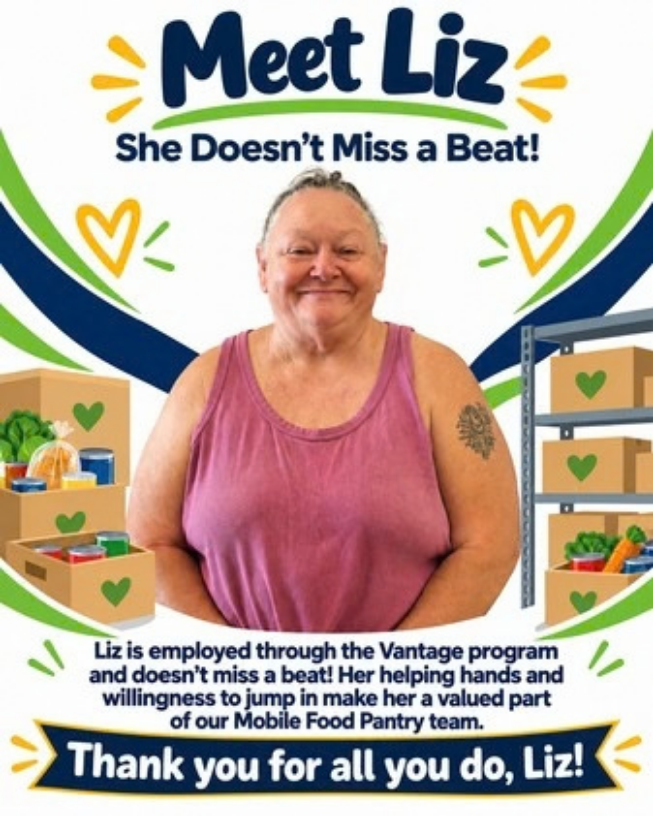 Team Member, Liz of Mobile Food Pantry.