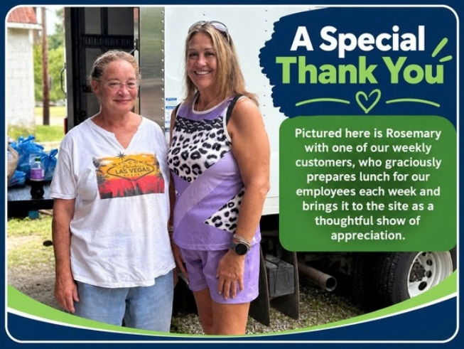 Recipients of Food Pantry also help out with distribution.