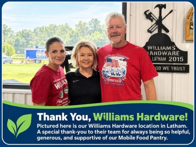 Special Thank You to the Williams Hardware Team for generosity!