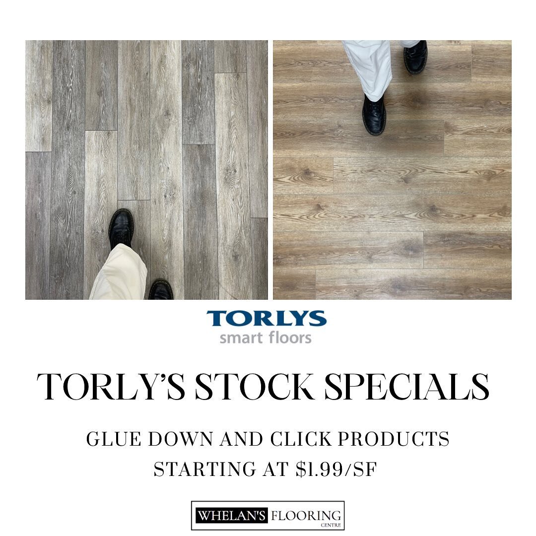 Looking for beauty on a budget? Come check out some of our amazing Torly&rsquo;s stock vinyl and laminate products! Prices starting as low as $1.99/SF ‼️