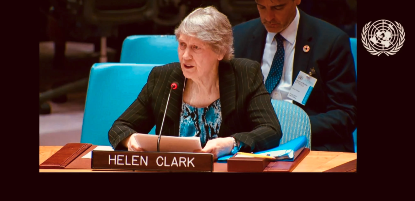 Helen Clark addresses the UN Security Council on the Israeli–Palestinian conflict