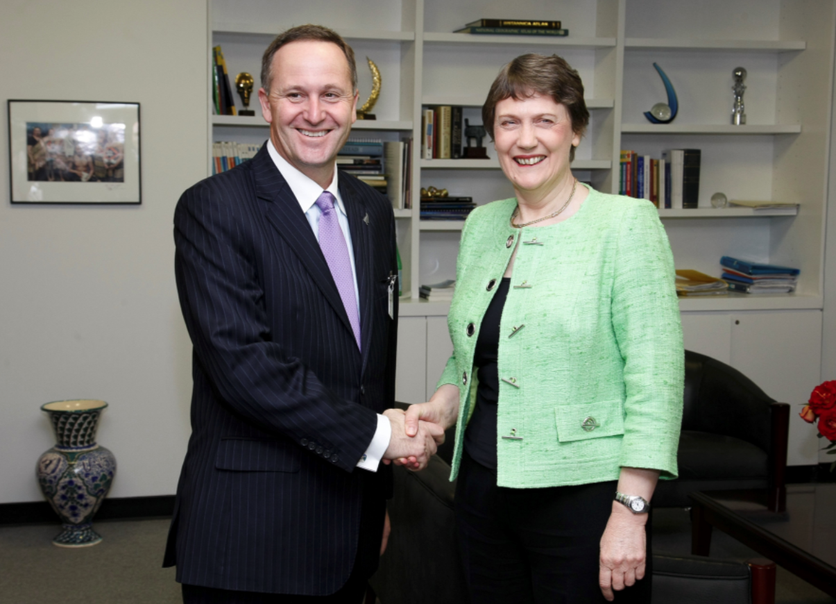 With her successor as Prime Minister, John Key, November 2009