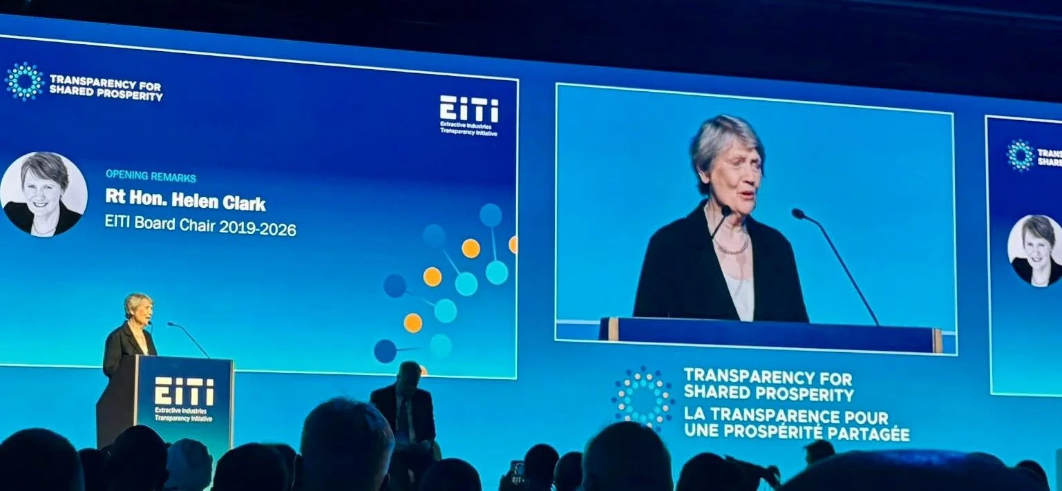 Helen Clark speaks during the 10th EITI Global Conference in Brussels on 8 October 2026