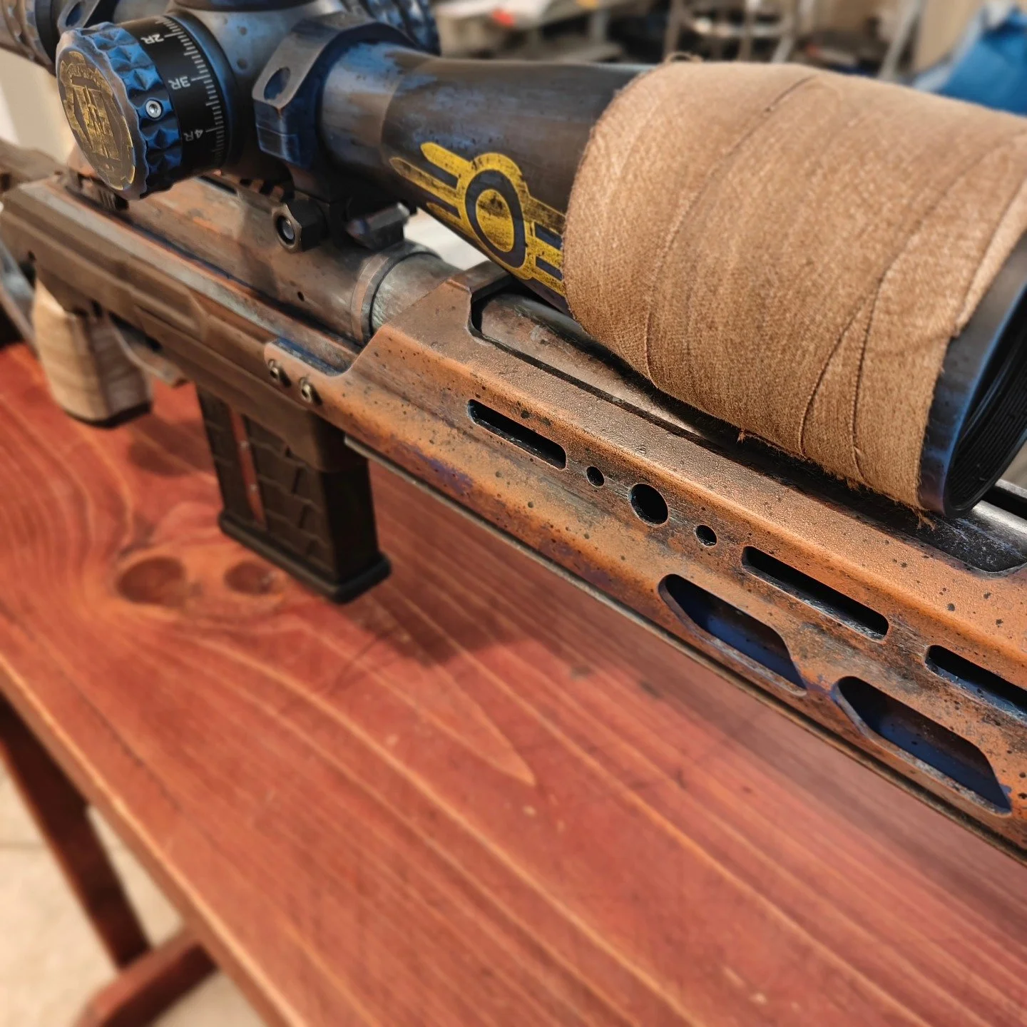 Sometimes, the stuff you find in an Irradiated Desert wasteland was just the thing you were looking for. #fallout #cerakote #iversonironworks #kineticresearchgroup #daynighttechnologies