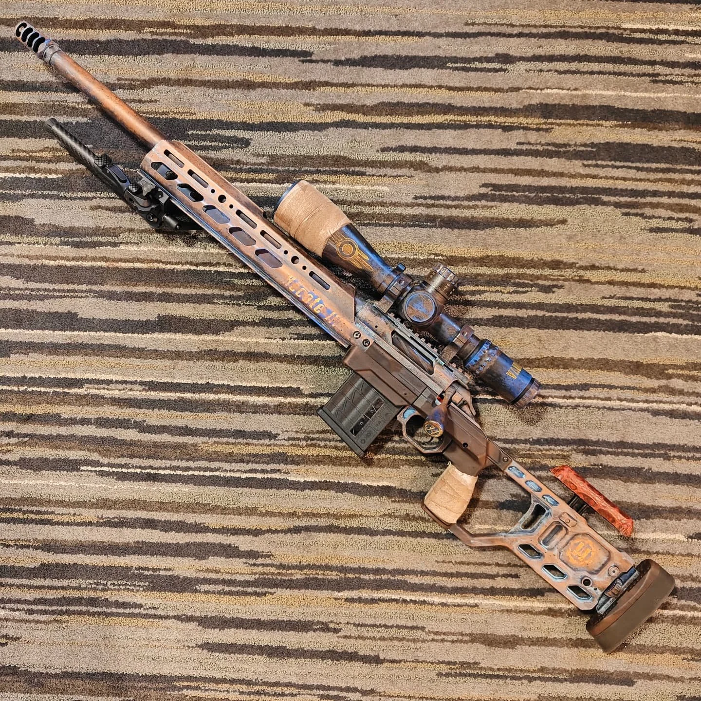 When you find yourself in an irradiated Desert wasteland and need to make accurate hits on target, the Vault-Tec Hecate 3 is the perfect tool for the job. #bethesda #fallout #krg #daynighttechnologies #creedmoor #prs #cadexdefence #cerakote