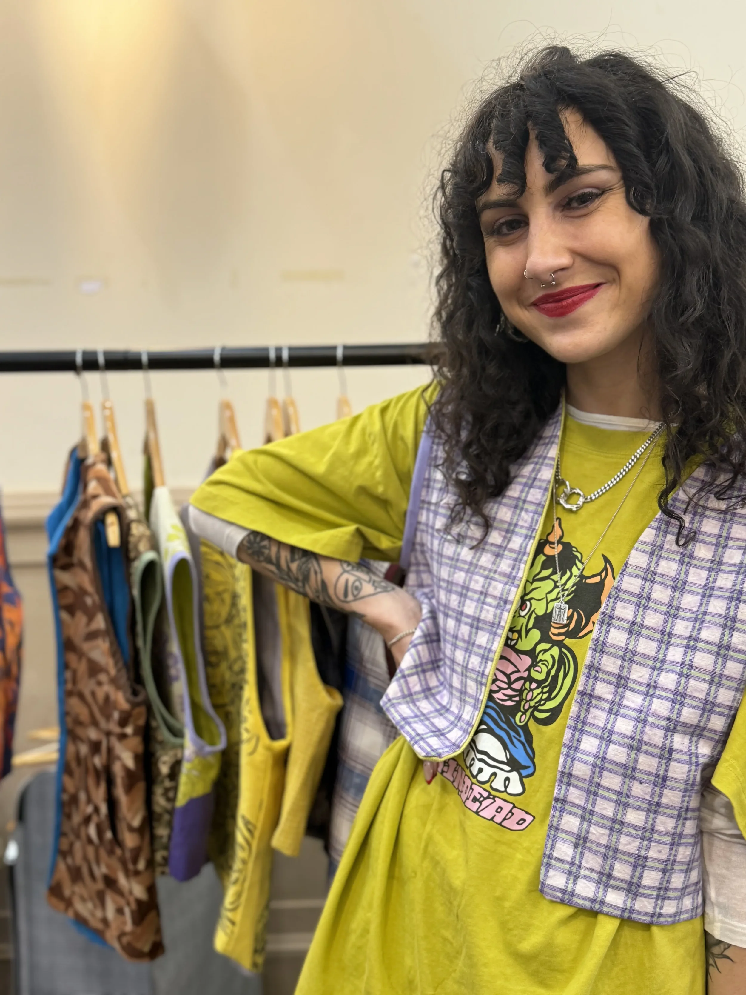 Independent maker selling handmade clothing at Stoke Newington makers market