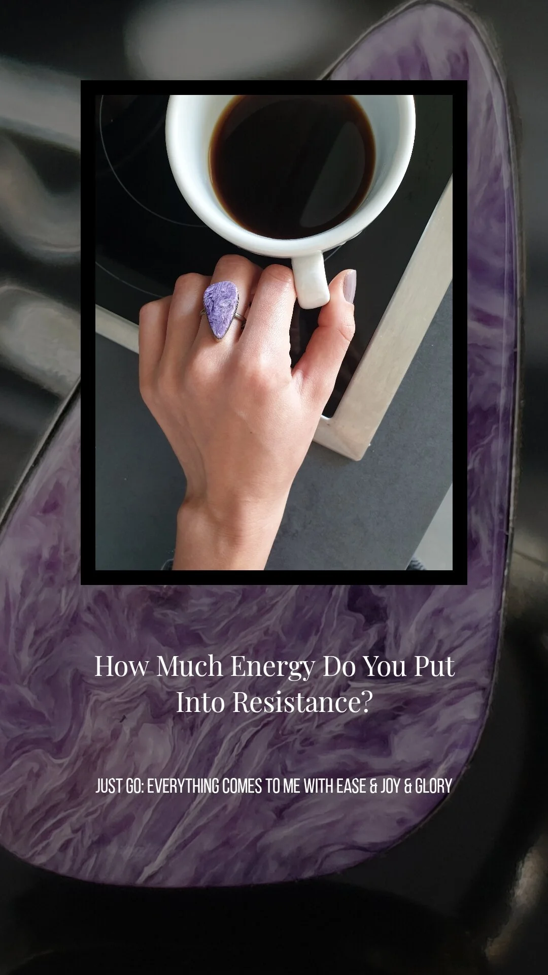 Charoite Earrings &amp; Ring Set.