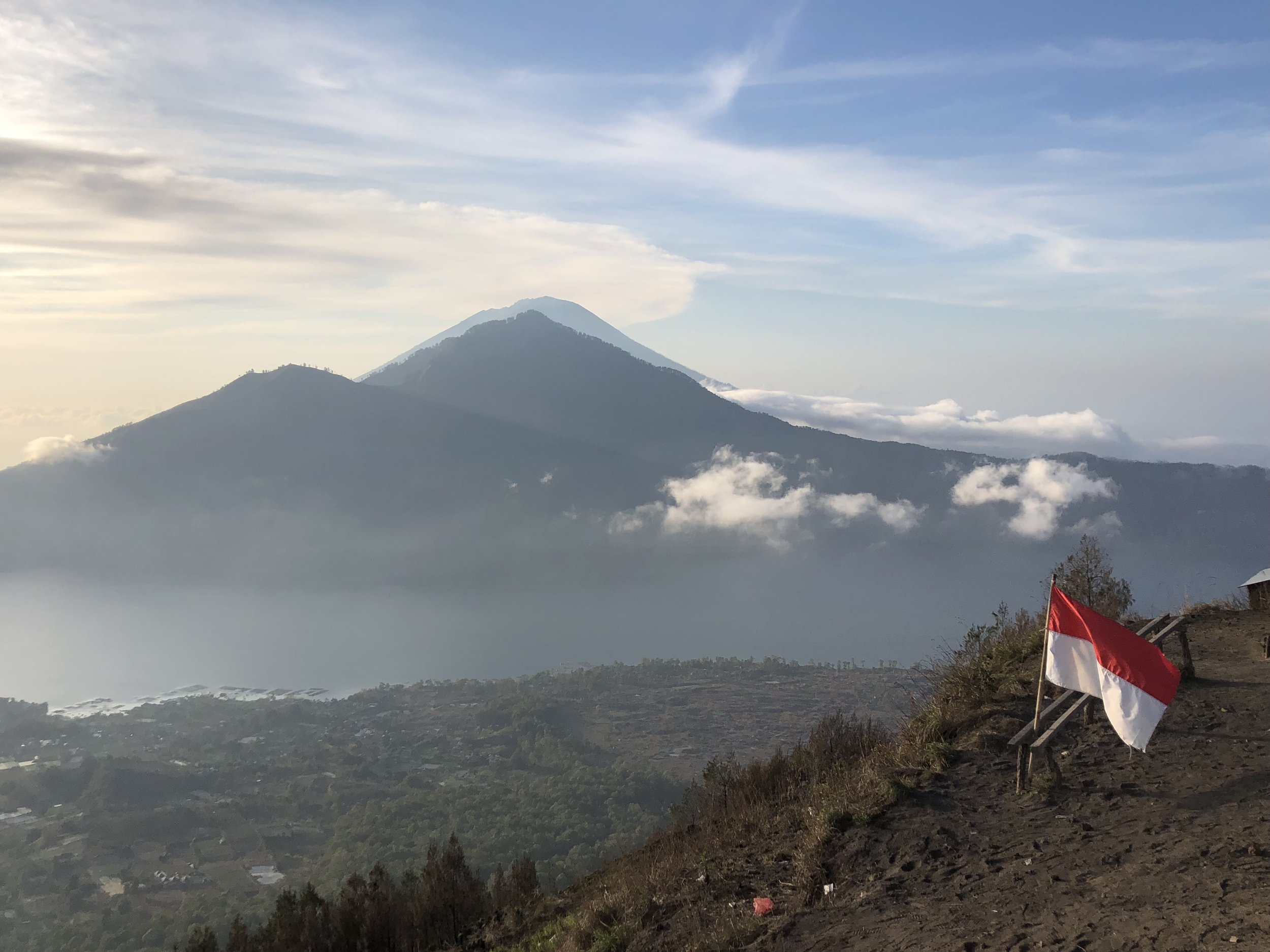 Views of Mt. Agung from the top of Mt. Batur