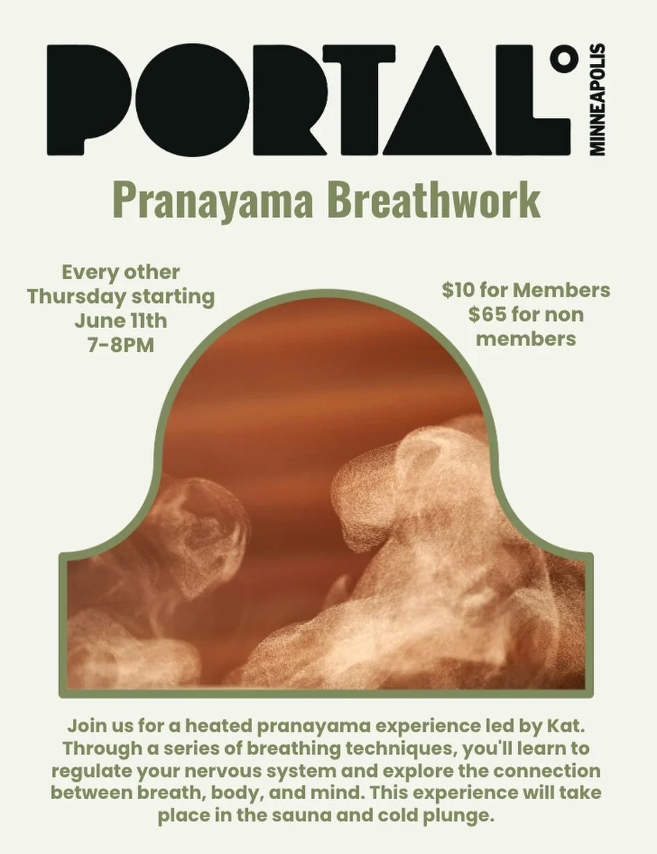✨✨I&rsquo;ll be doing breathwork sessions at Portal the 2nd + 4th Thursdays of the month starting June 11th 7&ndash;8 PM 🌟

Think:
sauna heat
cold plunge coherence
elevated breathwork
lovely people + intentional space
2nd + 4th Thursdays June 11th a