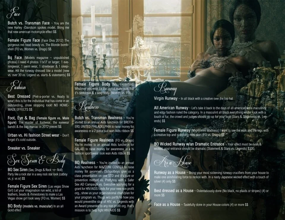 17th Annual Dorian Corey Awards Ball Categories