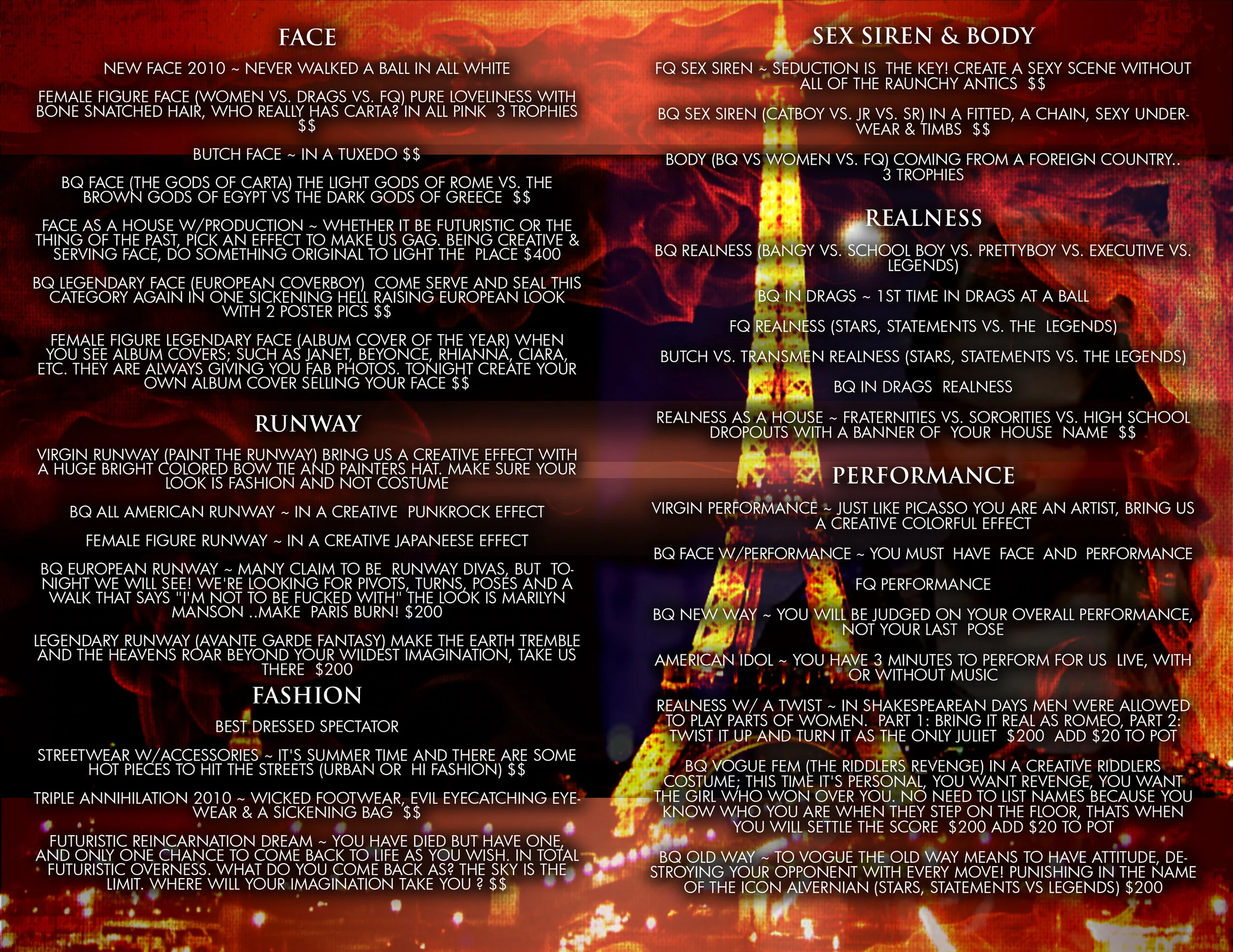Paris Is Burning 30th Anniversary Categories