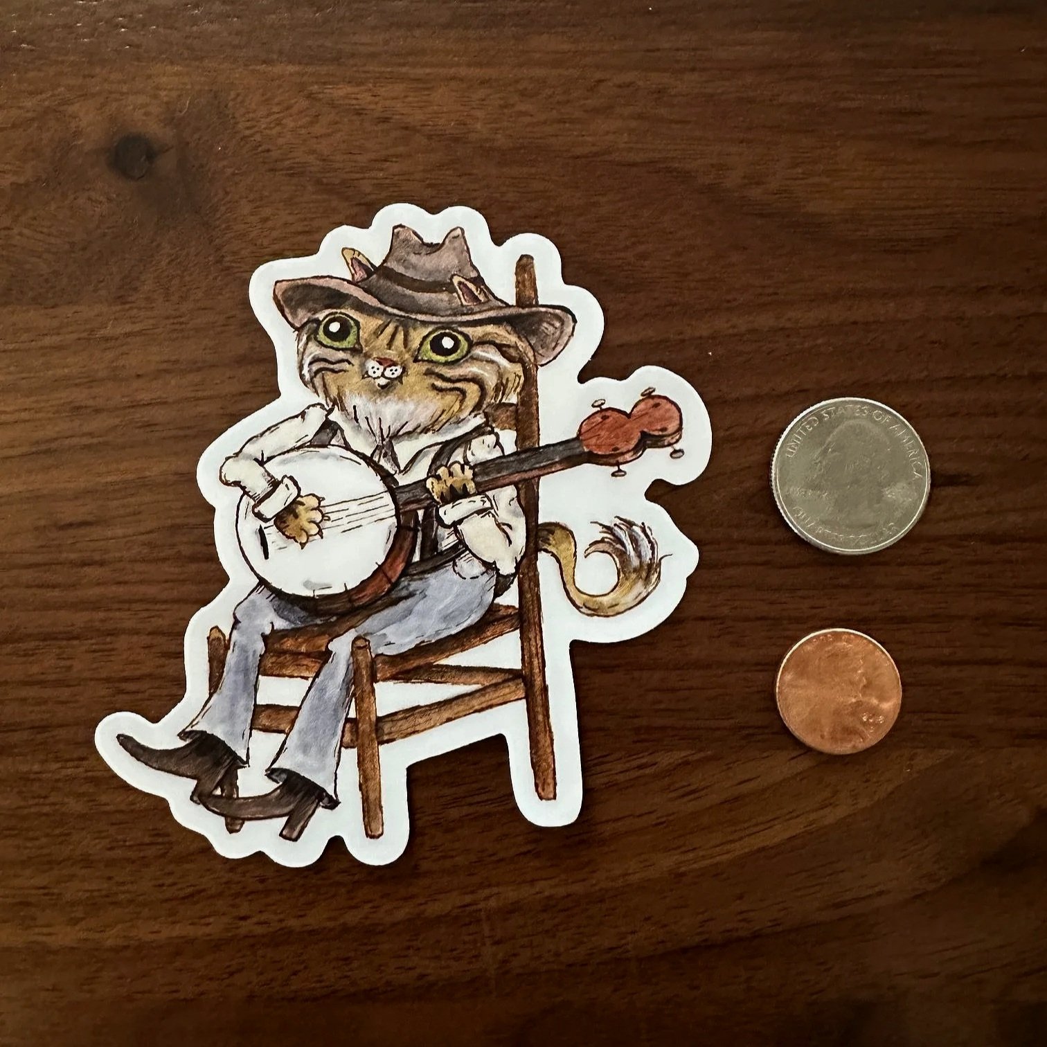 banjo boy sticker cat