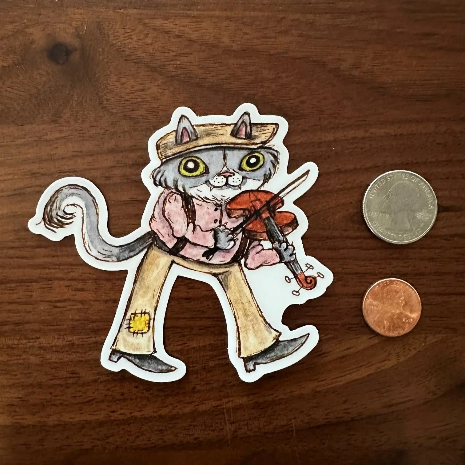 fiddle boy sticker cat band cat