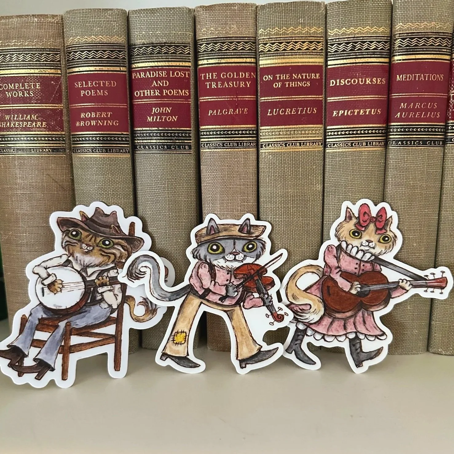 Band cat sticker pack. Folk music lover stickers. Cat sticker. Instrument sticker