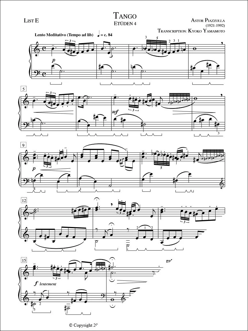 Tango (Etüden 4) - Piazzolla