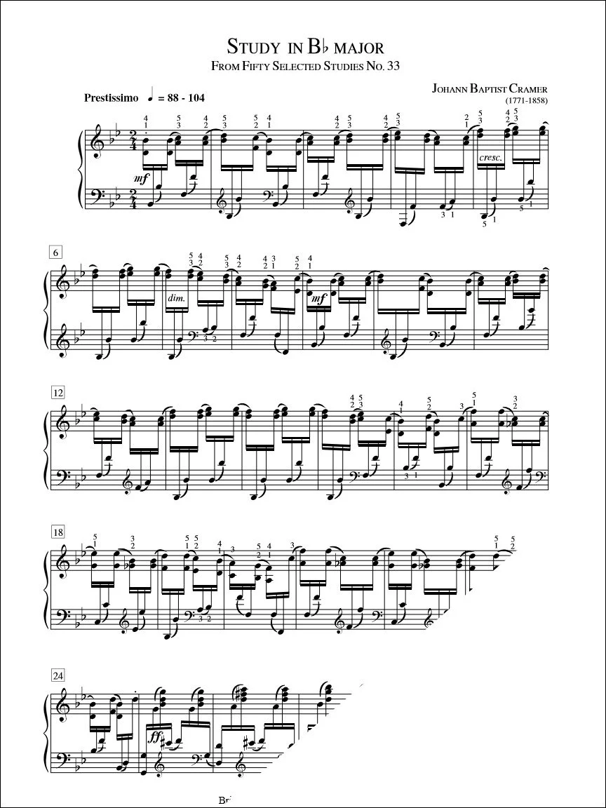 Study in B Flat Major (No. 33) - Cramer