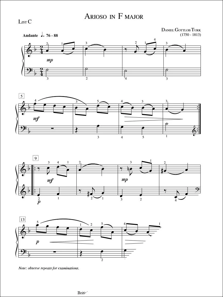 Arioso in F Major - Turk