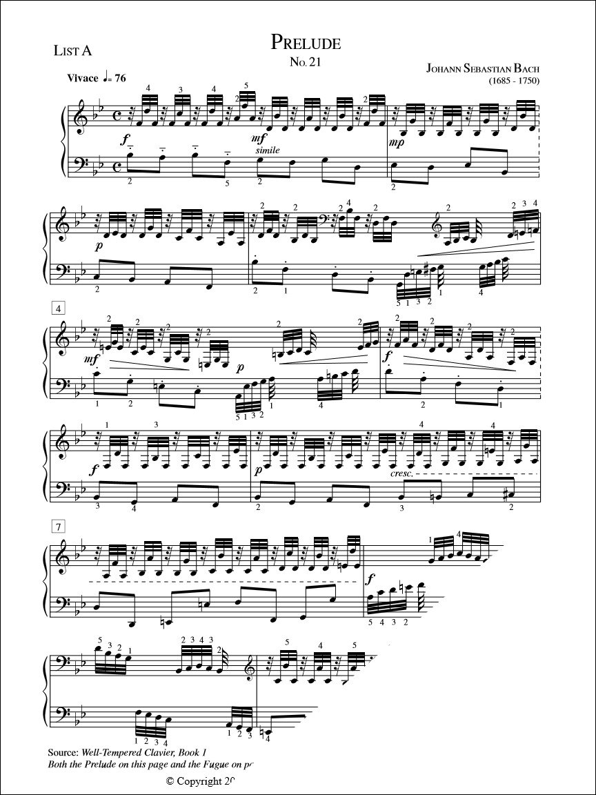 Prelude (No. 21) - J.S. Bach