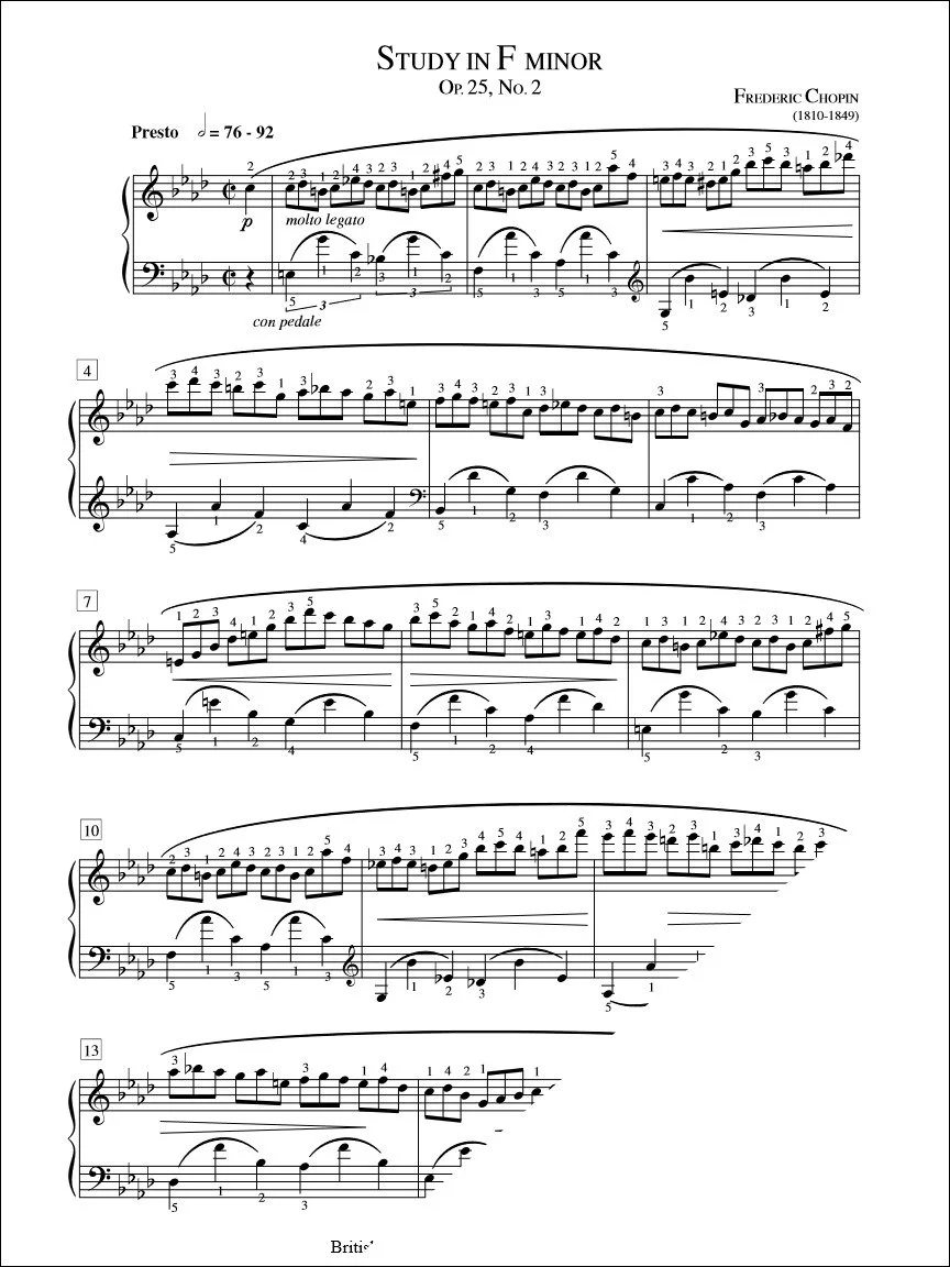 Study in F Minor (Op. 25 No. 2) - Chopin